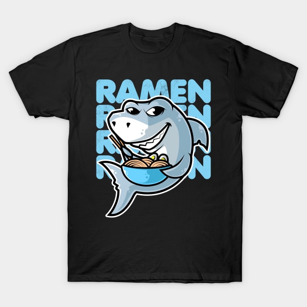 Shark Ramen Bowl Kawaii Neko Anime Japanese Noodles graphic T-Shirt by theodoros20